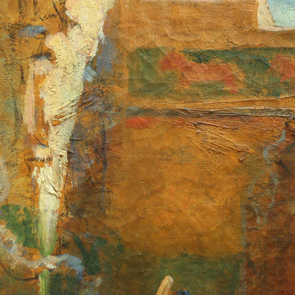 AW642: Late 19th Century European Impressionist Painting of Moroccan Villa Oil on Canvas