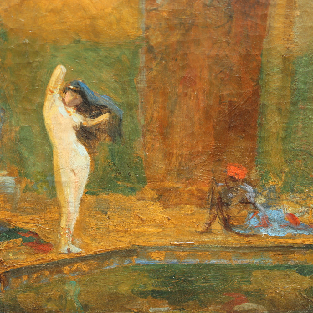 AW642: Late 19th Century European Impressionist Painting of Moroccan Villa Oil on Canvas
