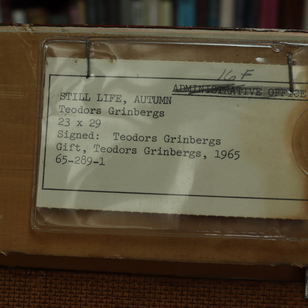 AW070: Teodors Grinbergs "Still Life, Autumn" Oil on Board