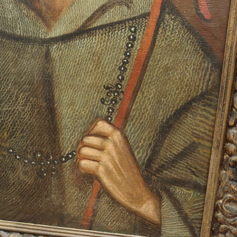 AW650: Mid 19th Century Spanish Colonial Oil on Canvas of Saint Francis of Assisi