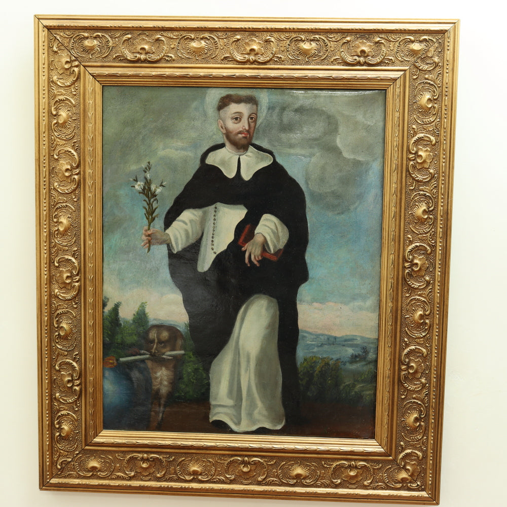 AW077: 18th Century Spanish Colonial School - Saint Dominic -  Oil on Canvas
