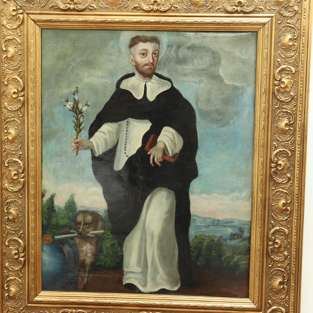 AW077: 18th Century Spanish Colonial School - Saint Dominic -  Oil on Canvas
