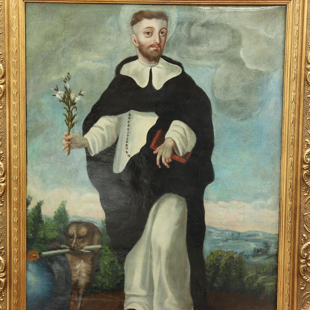 AW077: 18th Century Spanish Colonial School - Saint Dominic -  Oil on Canvas