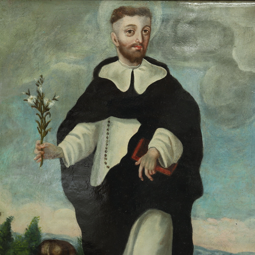 AW077: 18th Century Spanish Colonial School - Saint Dominic -  Oil on Canvas
