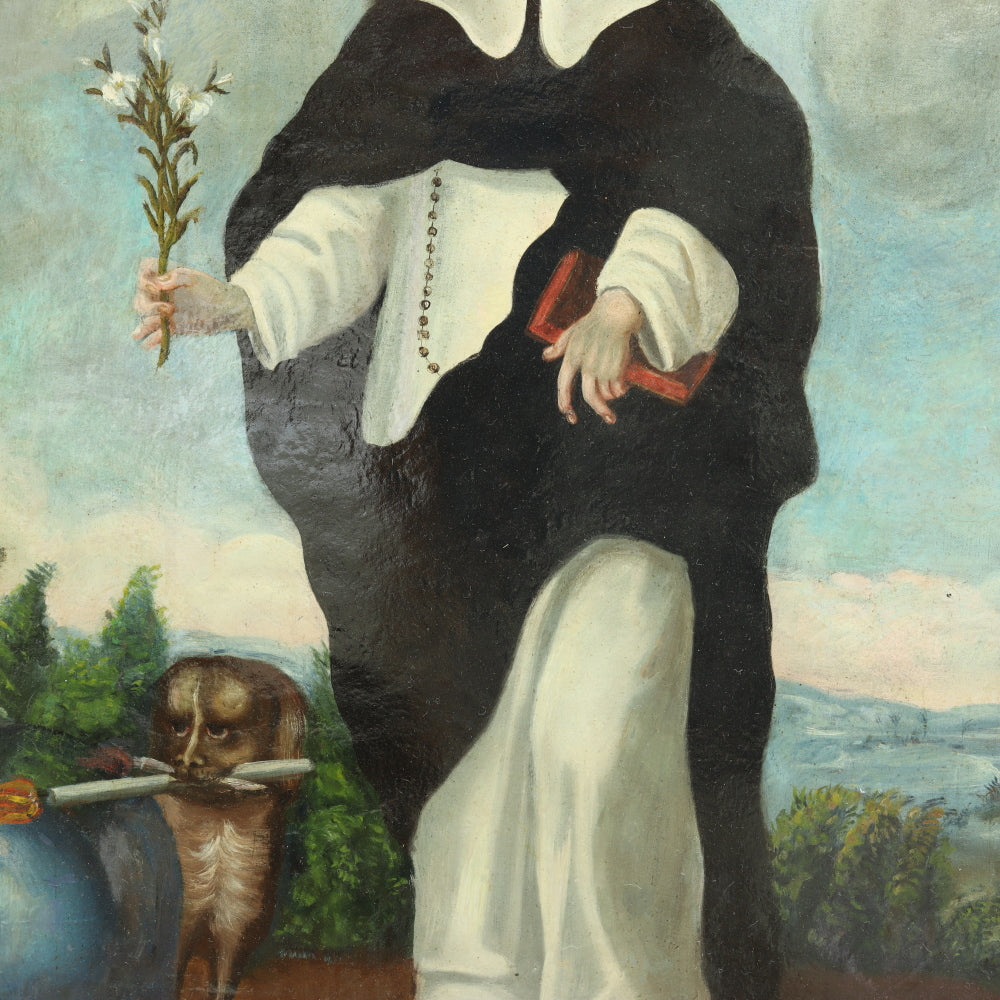 AW077: 18th Century Spanish Colonial School - Saint Dominic -  Oil on Canvas