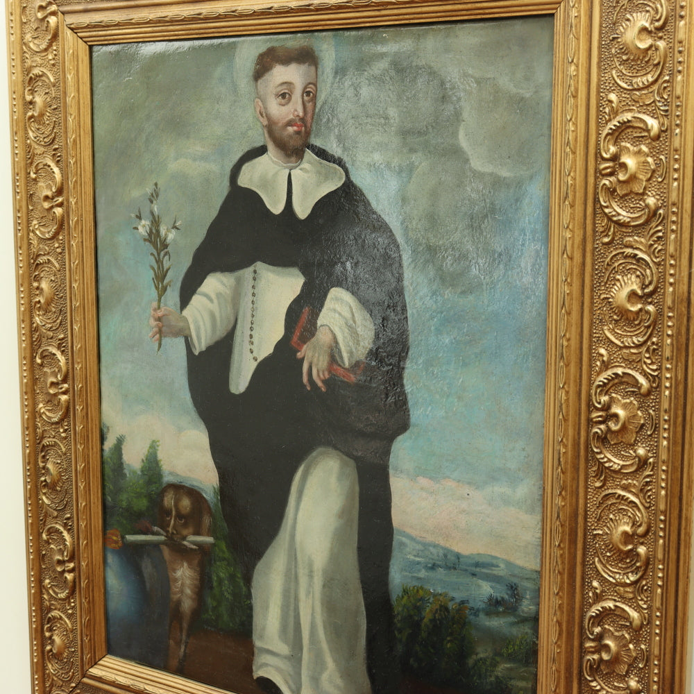 AW077: 18th Century Spanish Colonial School - Saint Dominic -  Oil on Canvas