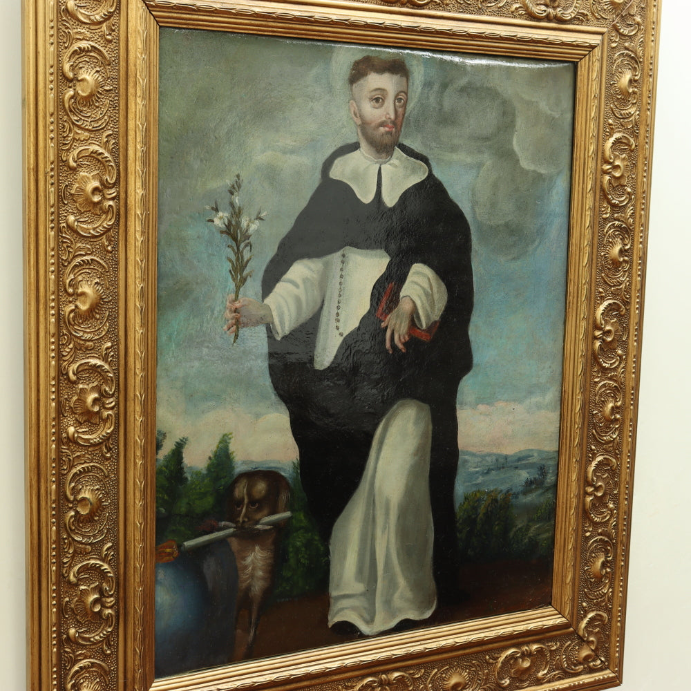 AW077: 18th Century Spanish Colonial School - Saint Dominic -  Oil on Canvas