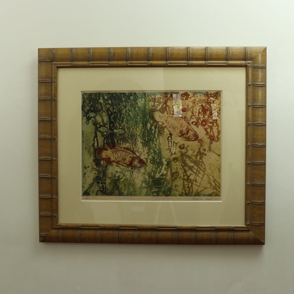 AW7-004: Kaiko Moti Two Fish Etching With Aquatint In Colors
