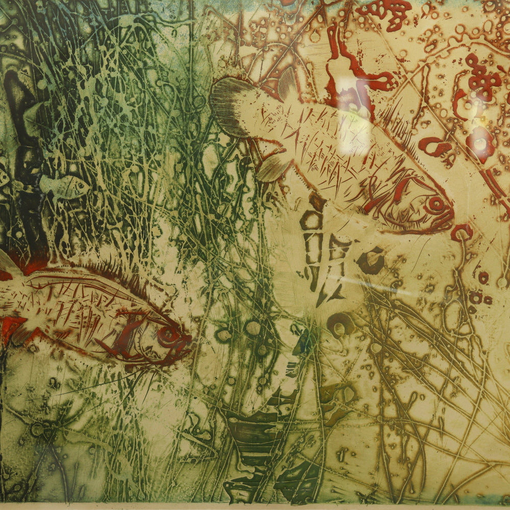 AW7-004: Kaiko Moti Two Fish Etching With Aquatint In Colors