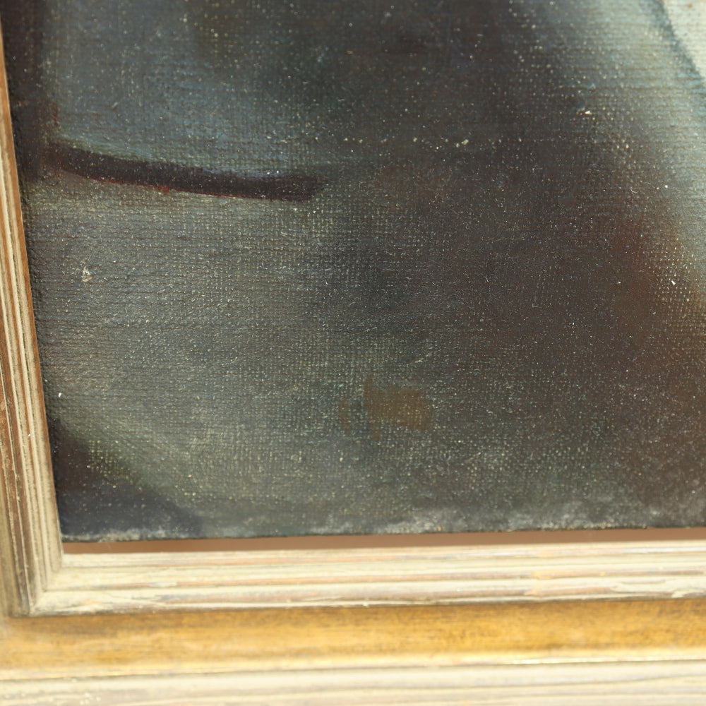 AW653: Circa 1920's Art Deco Oil on Canvas Portrait of a Dapper Gentleman