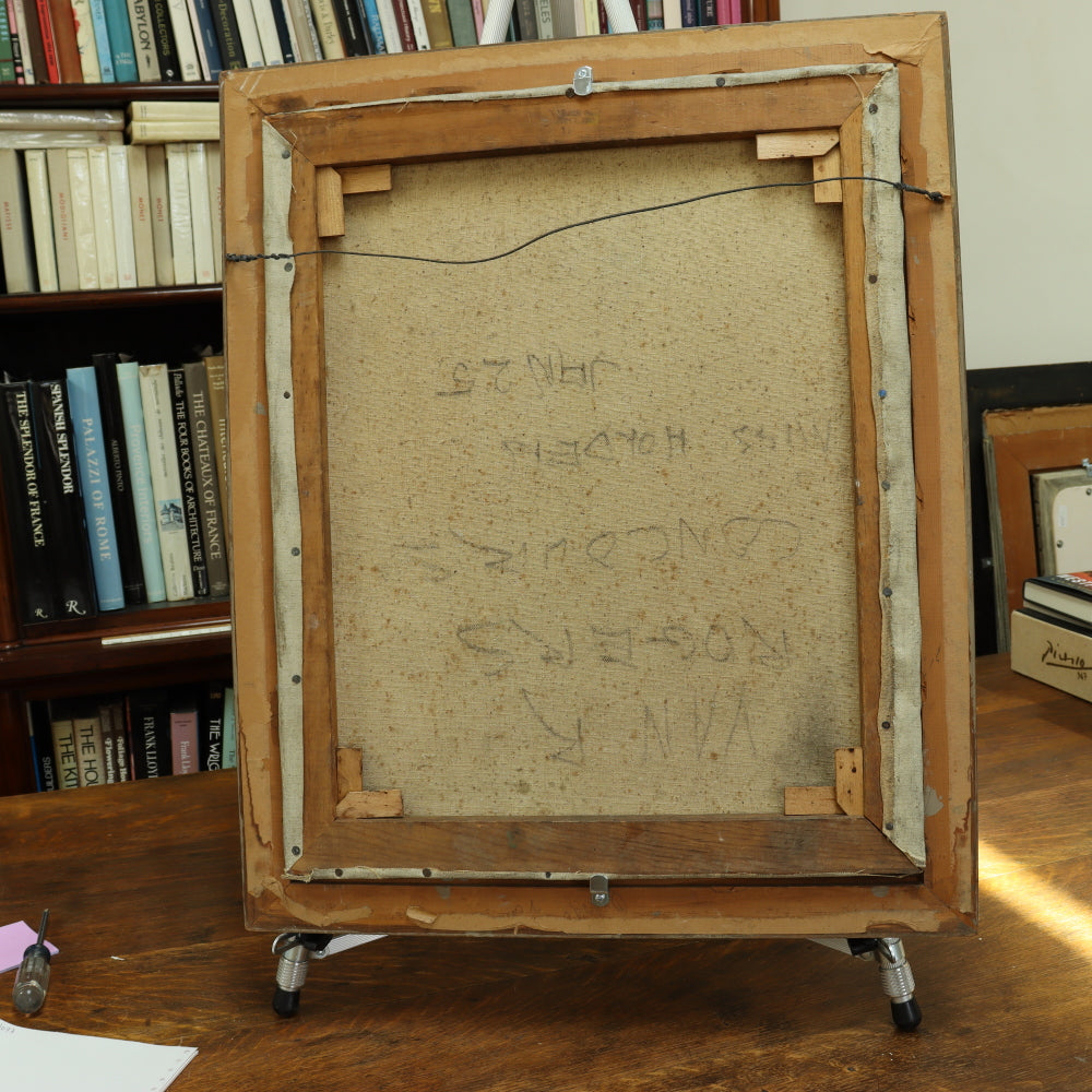 AW653: Circa 1920's Art Deco Oil on Canvas Portrait of a Dapper Gentleman