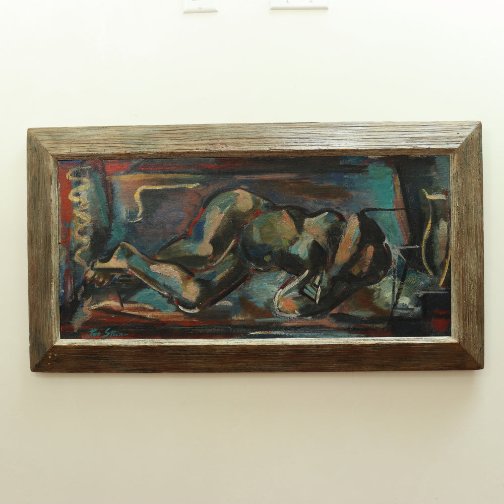 AW655: Joe Stein "Sleeping Nude" Abstract Oil on Canvas Mid Century