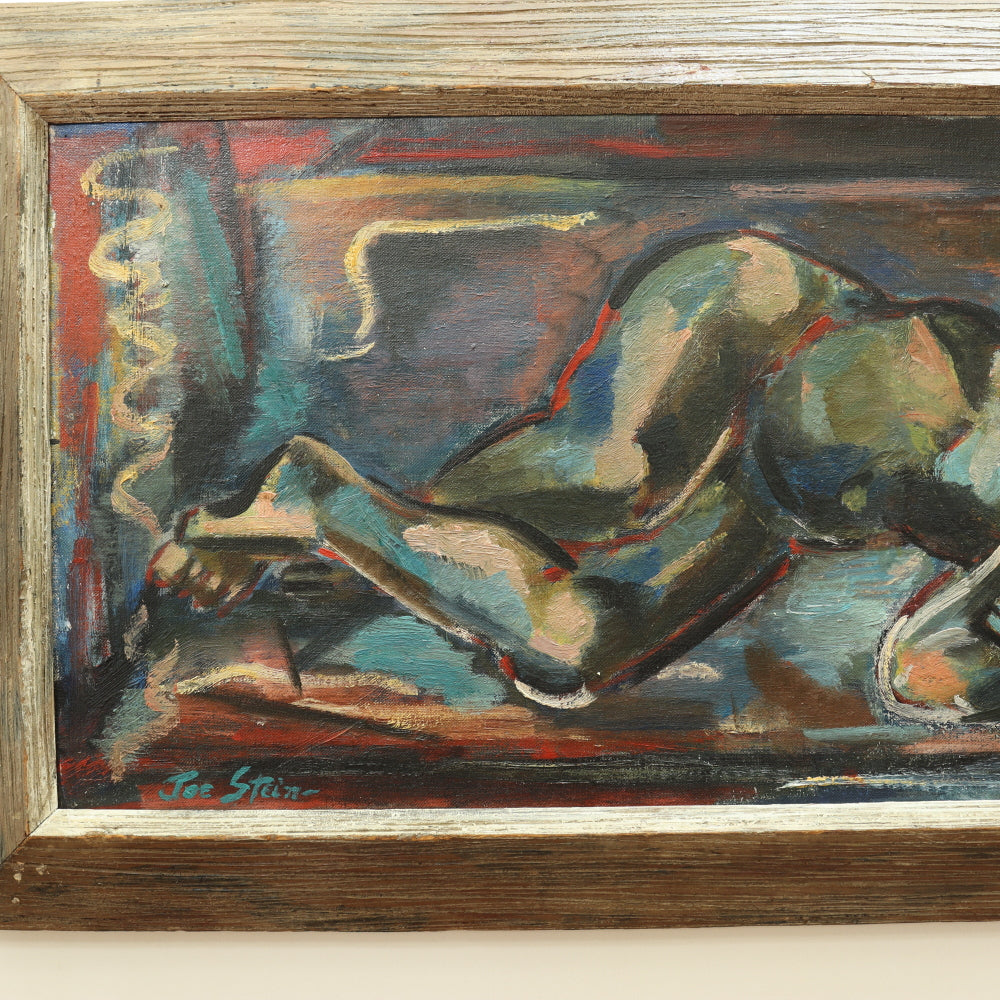 AW655: Joe Stein "Sleeping Nude" Abstract Oil on Canvas Mid Century