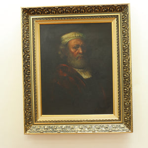 AW521: European School - Old Master Portrait of a Man With a Turban  - Signed Adrian - Oil on Canvas