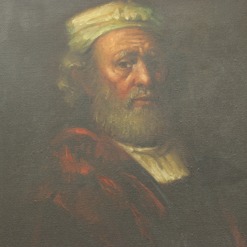 AW521: European School - Old Master Portrait of a Man With a Turban  - Signed Adrian - Oil on Canvas