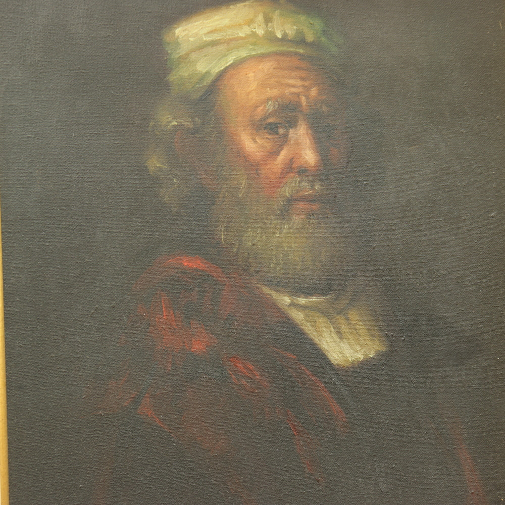 AW521: European School - Old Master Portrait of a Man With a Turban  - Signed Adrian - Oil on Canvas
