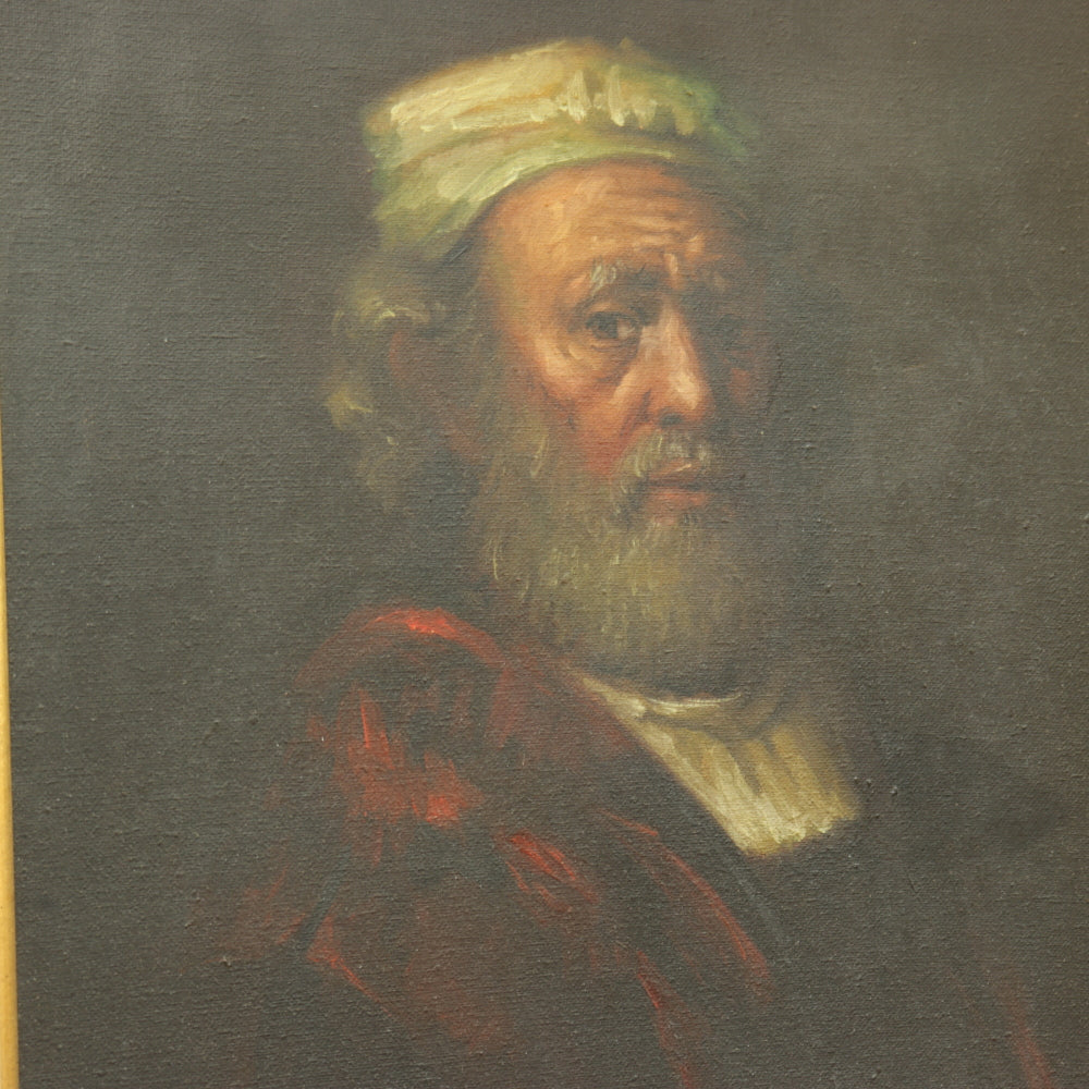 AW521: European School - Old Master Portrait of a Man With a Turban  - Signed Adrian - Oil on Canvas