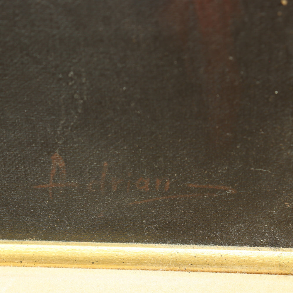 AW521: European School - Old Master Portrait of a Man With a Turban  - Signed Adrian - Oil on Canvas