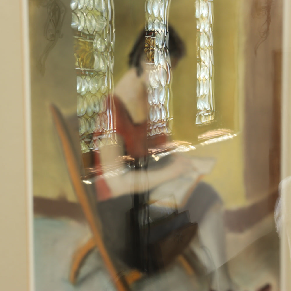 AW5-012: WPA Artist Saul Kovner "The Stenographer" Pastel Circle 1928