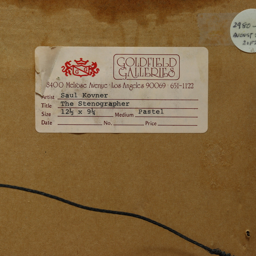 AW5-012: WPA Artist Saul Kovner "The Stenographer" Pastel Circle 1928