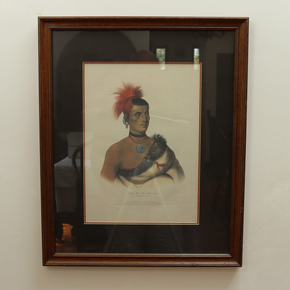 AW8-034: Pes-Ke-Le-Cha-Co, A Pawnee Chief Hand Colored Lithograph JT Bowen / Charles Bird King