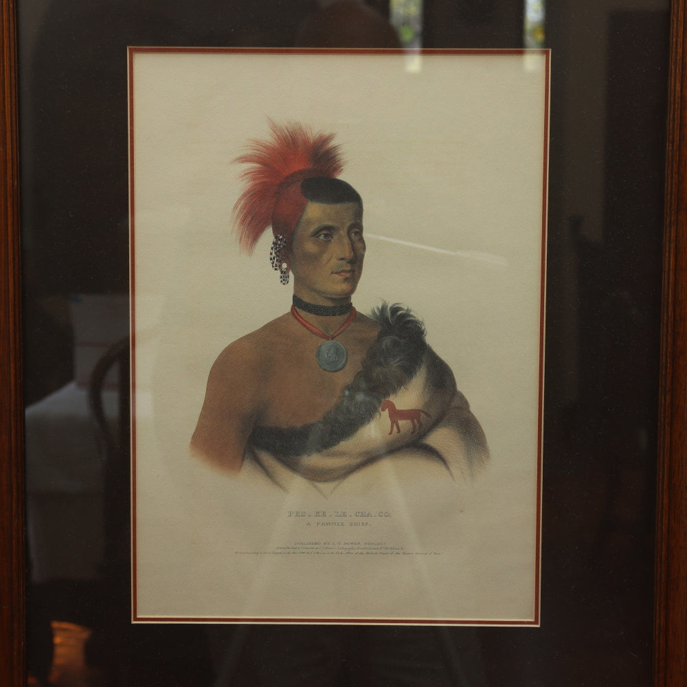 AW8-034: Pes-Ke-Le-Cha-Co, A Pawnee Chief Hand Colored Lithograph JT Bowen / Charles Bird King