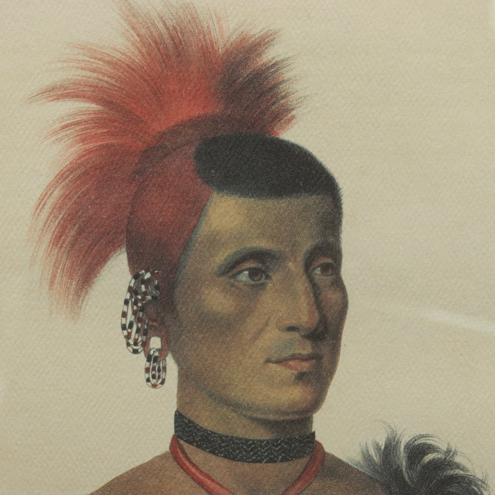 AW8-034: Pes-Ke-Le-Cha-Co, A Pawnee Chief Hand Colored Lithograph JT Bowen / Charles Bird King