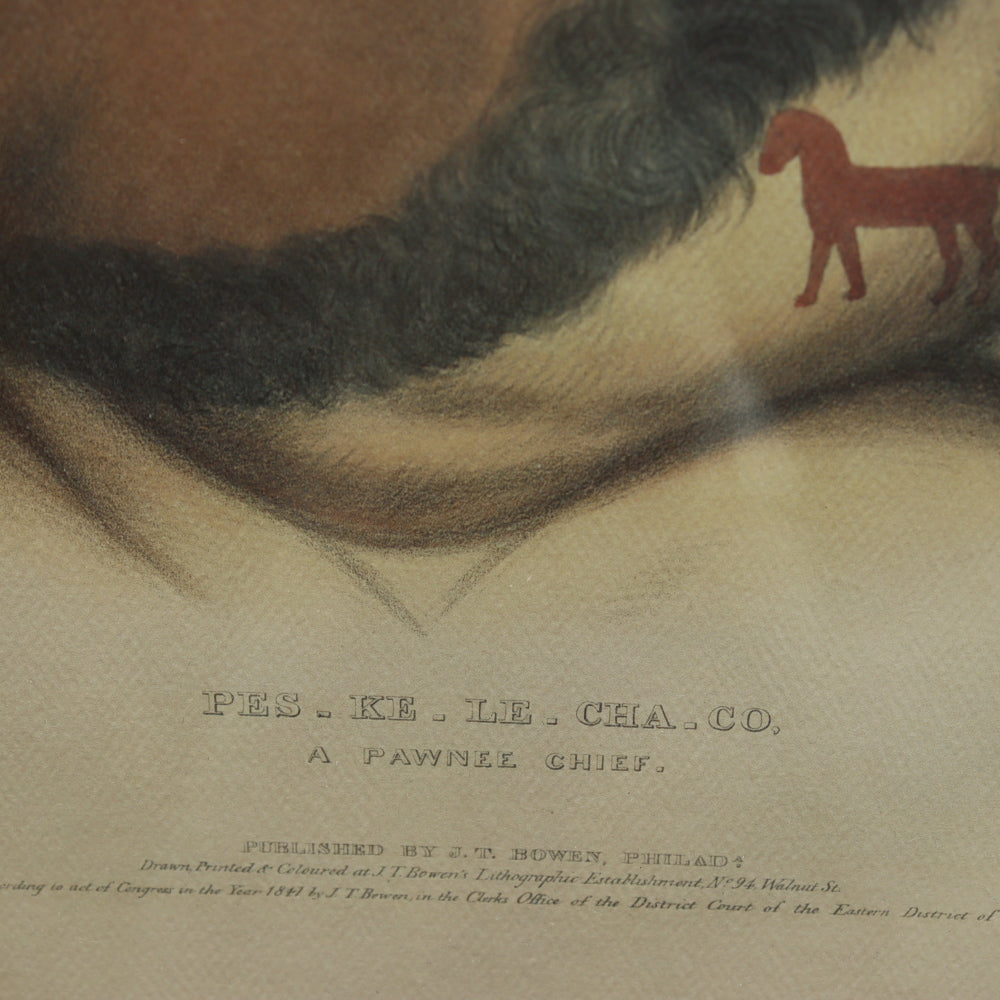 AW8-034: Pes-Ke-Le-Cha-Co, A Pawnee Chief Hand Colored Lithograph JT Bowen / Charles Bird King