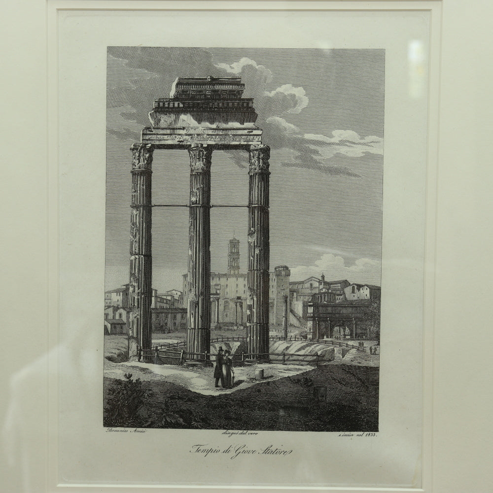 AW7-005: Domenico Amici - 20th Century Engravings (3) of Italian Architectural  Antiquity Monuments