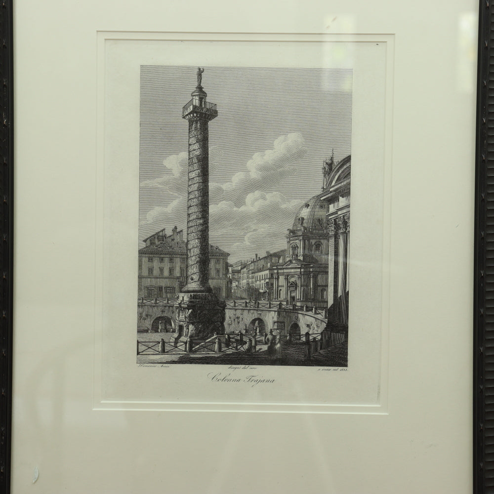AW7-005: Domenico Amici - 20th Century Engravings (3) of Italian Architectural  Antiquity Monuments