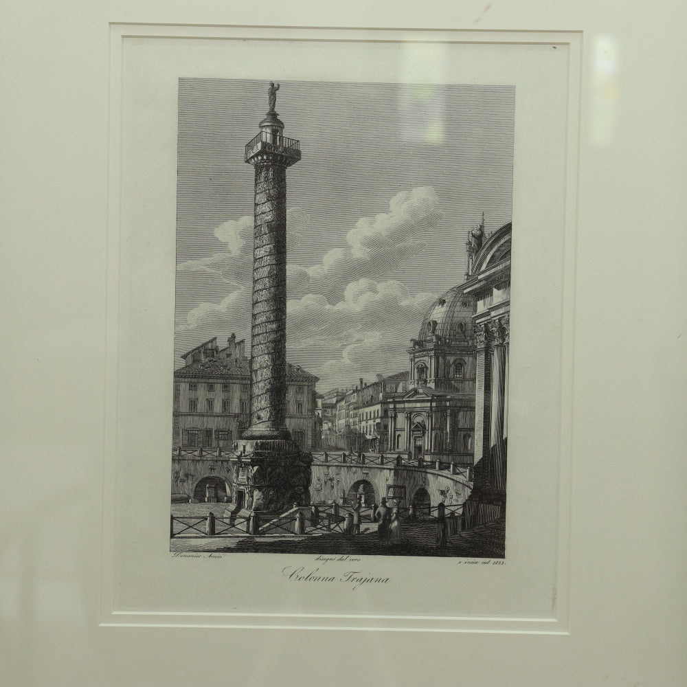 AW7-005: Domenico Amici - 20th Century Engravings (3) of Italian Architectural  Antiquity Monuments