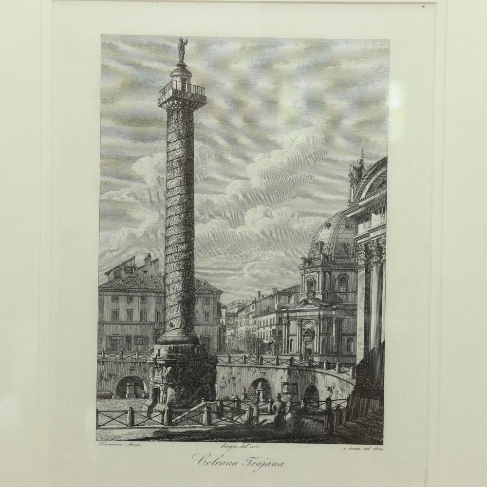 AW7-005: Domenico Amici - 20th Century Engravings (3) of Italian Architectural  Antiquity Monuments