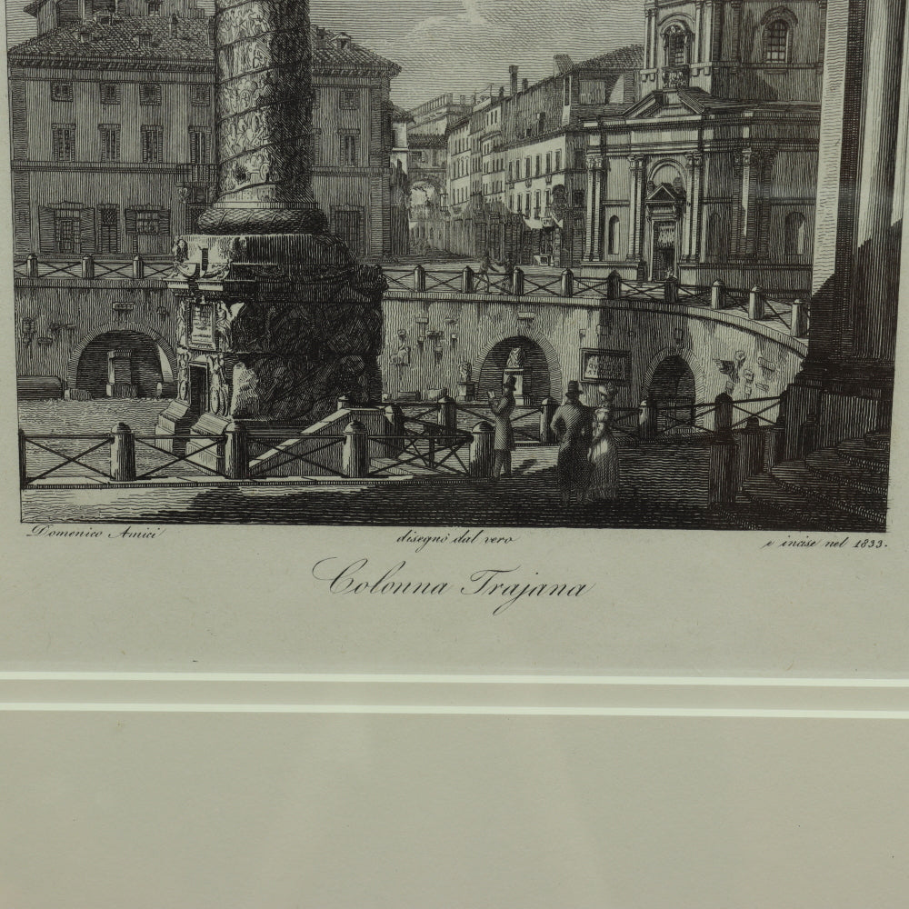 AW7-005: Domenico Amici - 20th Century Engravings (3) of Italian Architectural  Antiquity Monuments