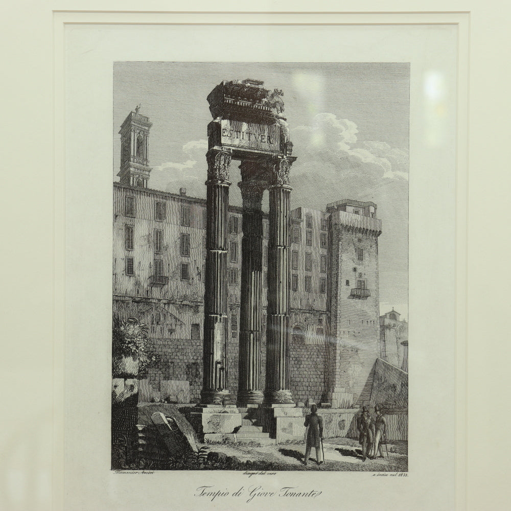 AW7-005: Domenico Amici - 20th Century Engravings (3) of Italian Architectural  Antiquity Monuments