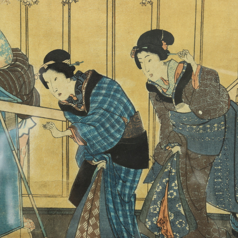 AW10-010: Antique Japanese Ukiyo-e Woodblock Print by Toyokuni III Utagawa Circa 1856