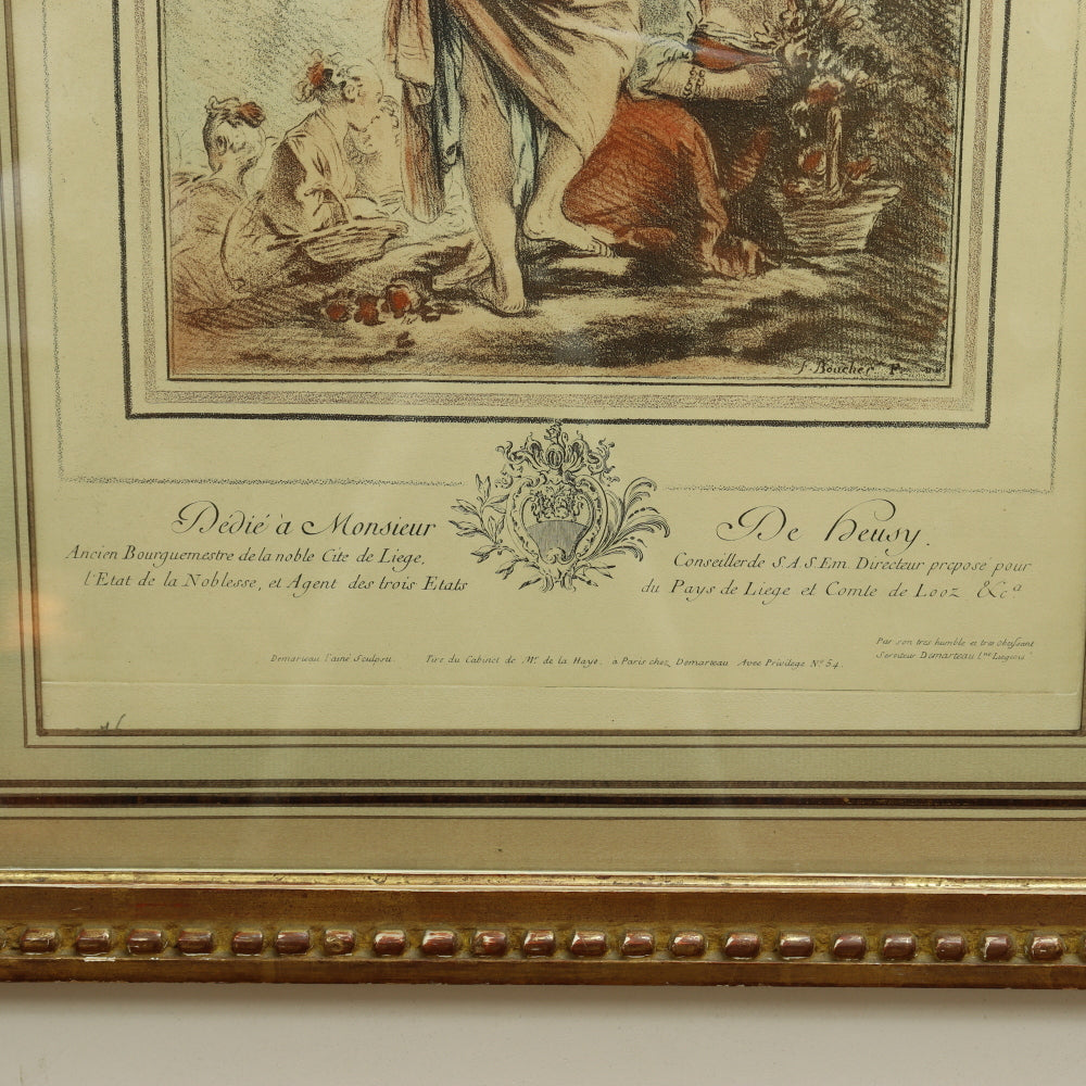 AW7-036: 19th Century Hand Colored Copper Engraving F. Boucher