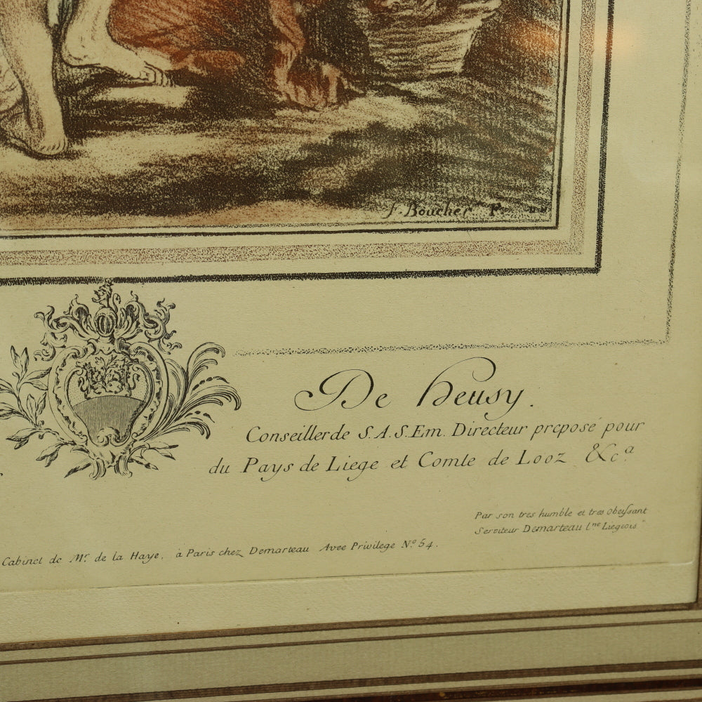 AW7-036: 19th Century Hand Colored Copper Engraving F. Boucher