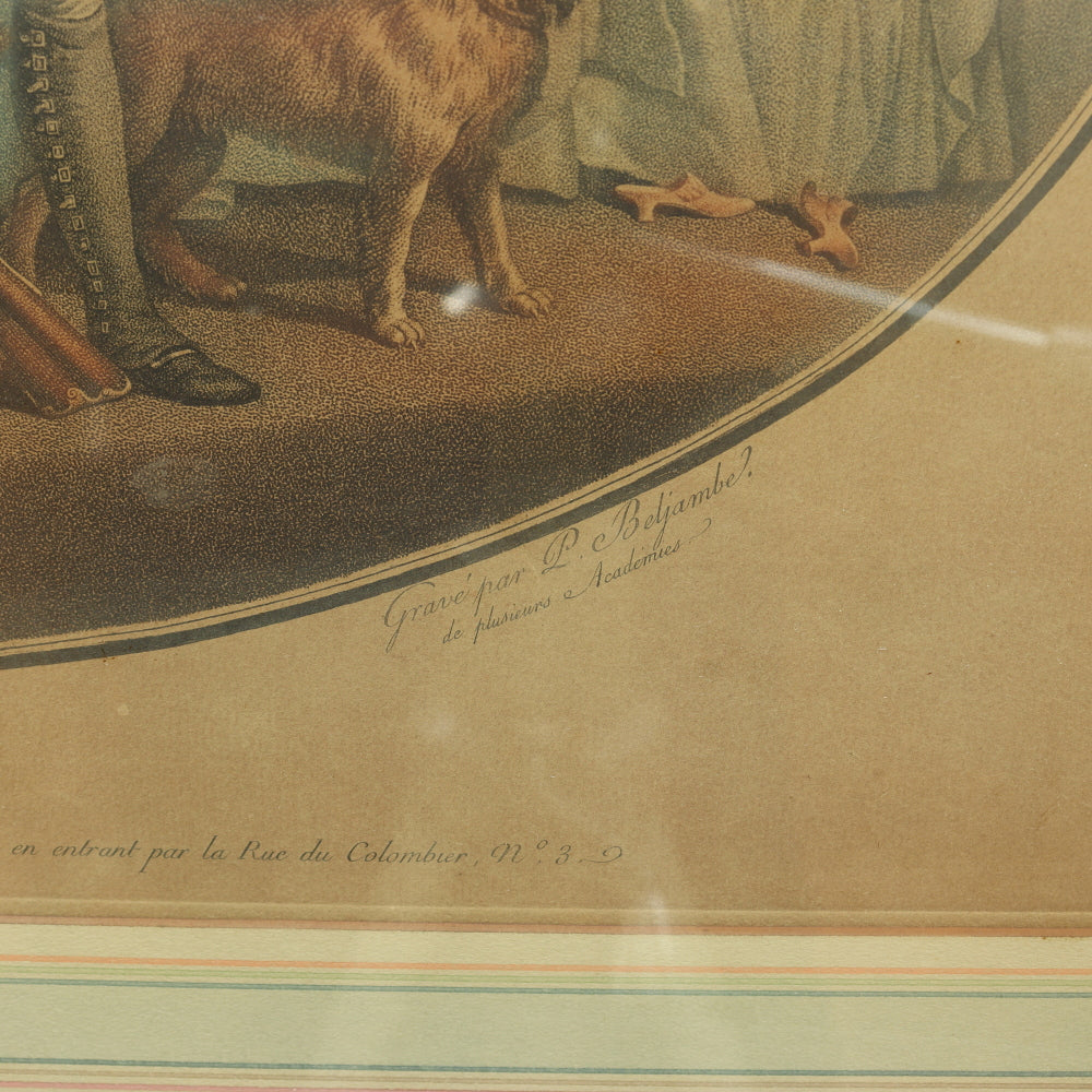AW7-120: Coucou, d' apers Leroy - 18th Century Hand Colored Chisel Engraving By Pierre-Guillame-Alexandre Beljambe