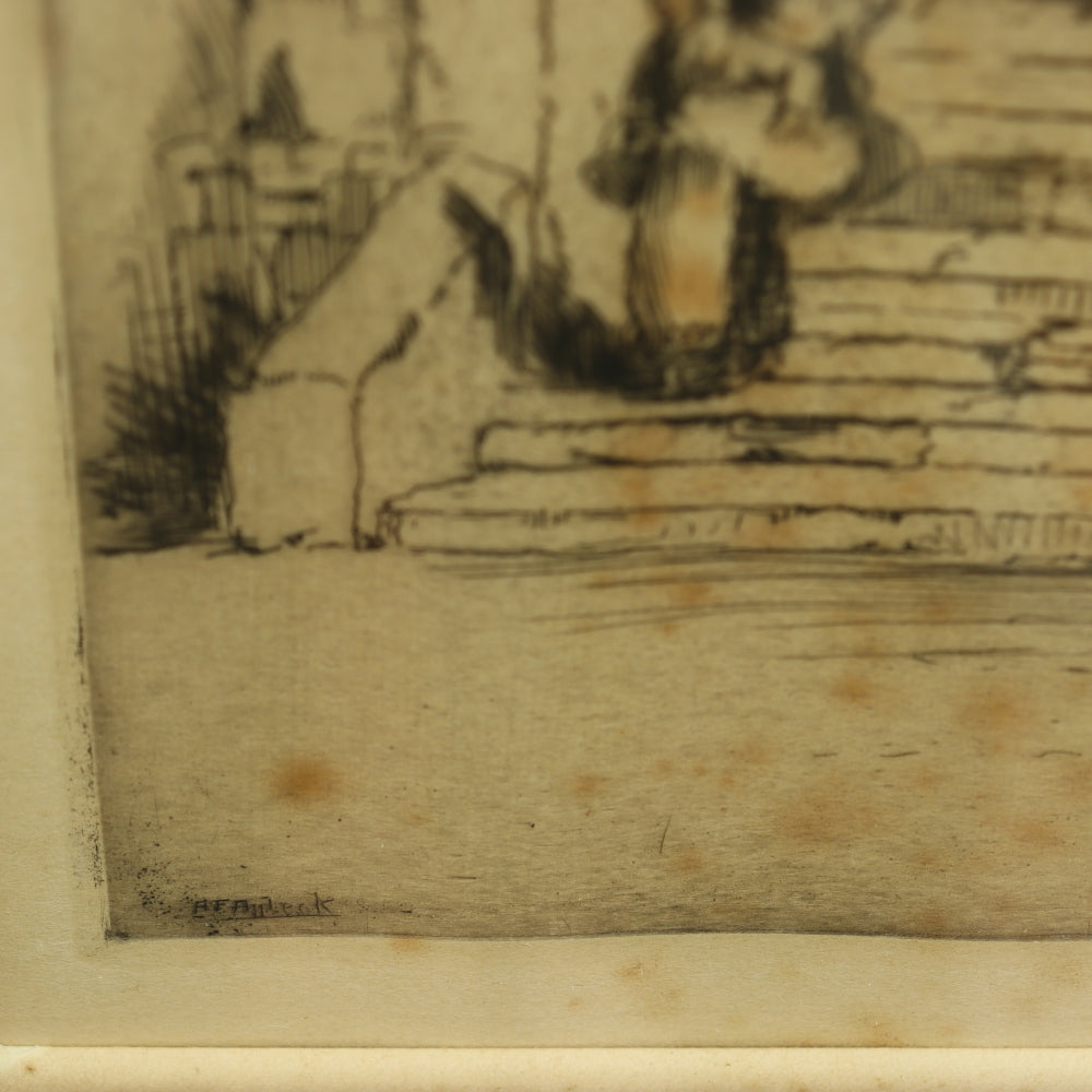 AW7-080: Late 19th C Etching of Arched Moorish Ached Doorway