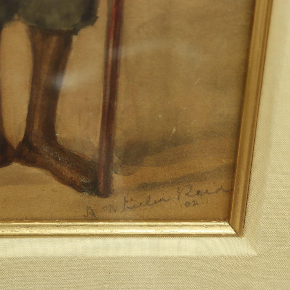 AW5-013: Aurelia Wheeler Reid Early 20th C Pastel on Paper "Street Sweeper"