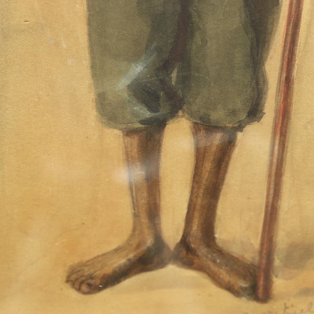 AW5-013: Aurelia Wheeler Reid Early 20th C Pastel on Paper "Street Sweeper"