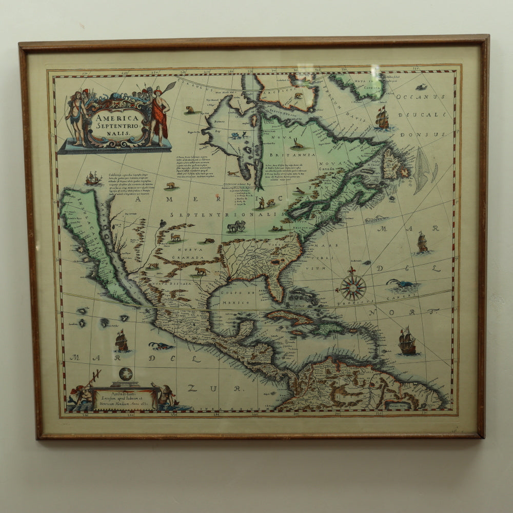 AW7-081: Antique Later Engraving of Henricum Hondium's America Septentrionalis