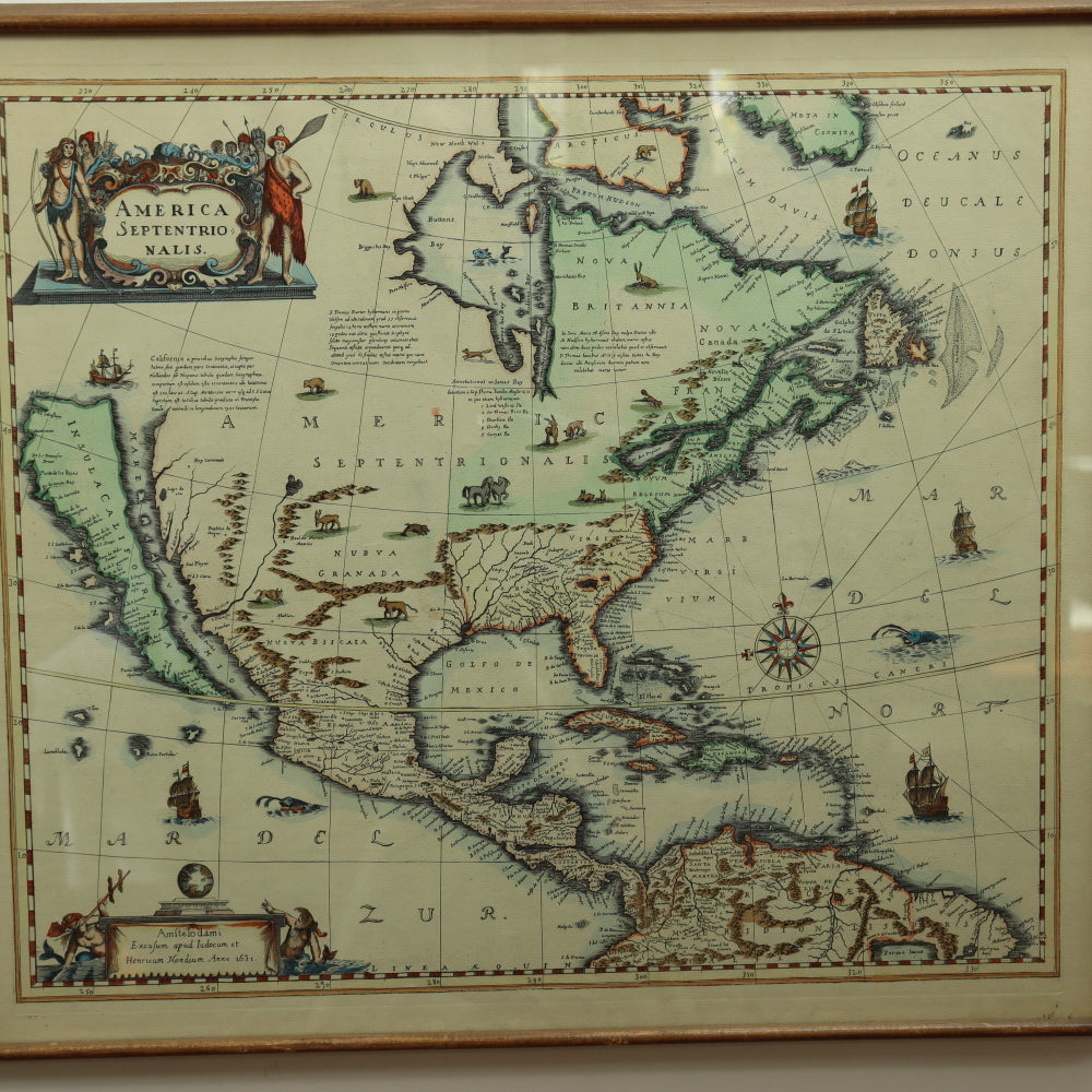 AW7-081: Antique Later Engraving of Henricum Hondium's America Septentrionalis