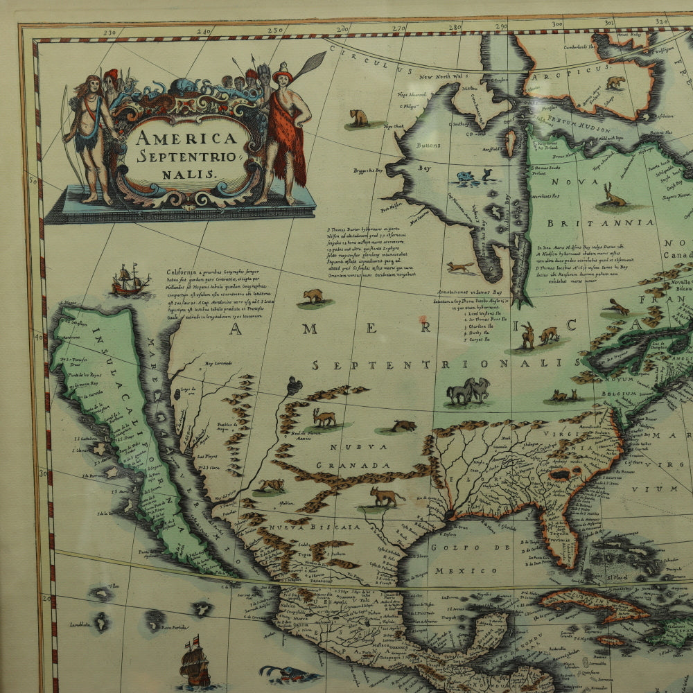 AW7-081: Antique Later Engraving of Henricum Hondium's America Septentrionalis