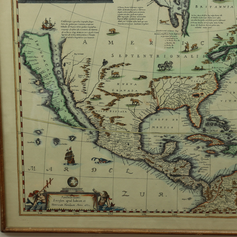 AW7-081: Antique Later Engraving of Henricum Hondium's America Septentrionalis