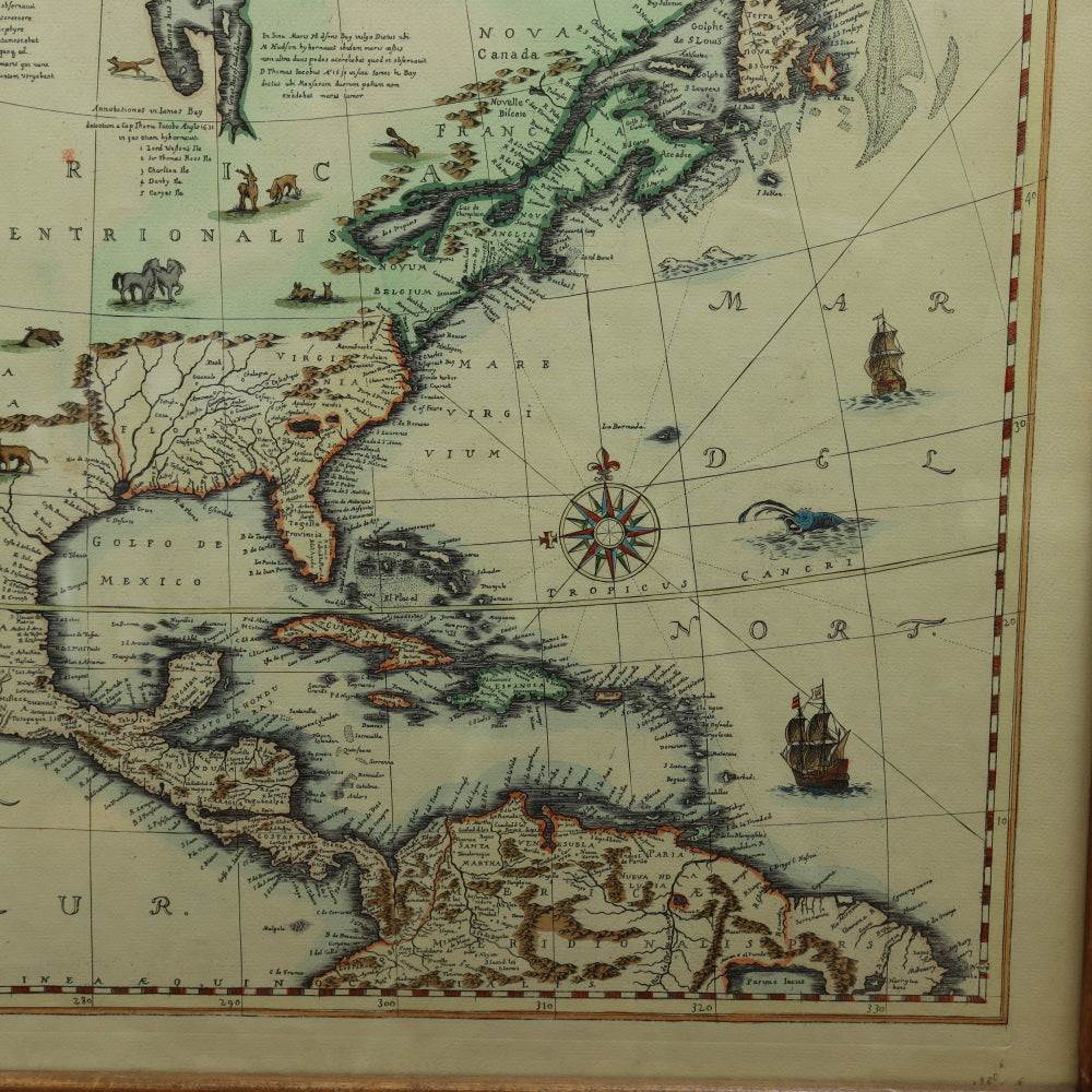 AW7-081: Antique Later Engraving of Henricum Hondium's America Septentrionalis