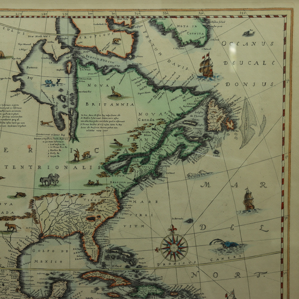 AW7-081: Antique Later Engraving of Henricum Hondium's America Septentrionalis