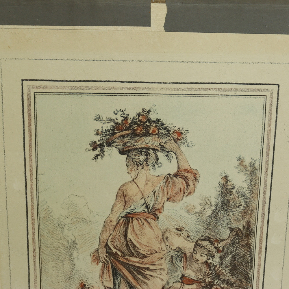 AW7-036: 19th Century Hand Colored Copper Engraving F. Boucher