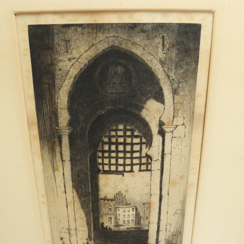 AW7-080: Late 19th C Etching of Arched Moorish Ached Doorway