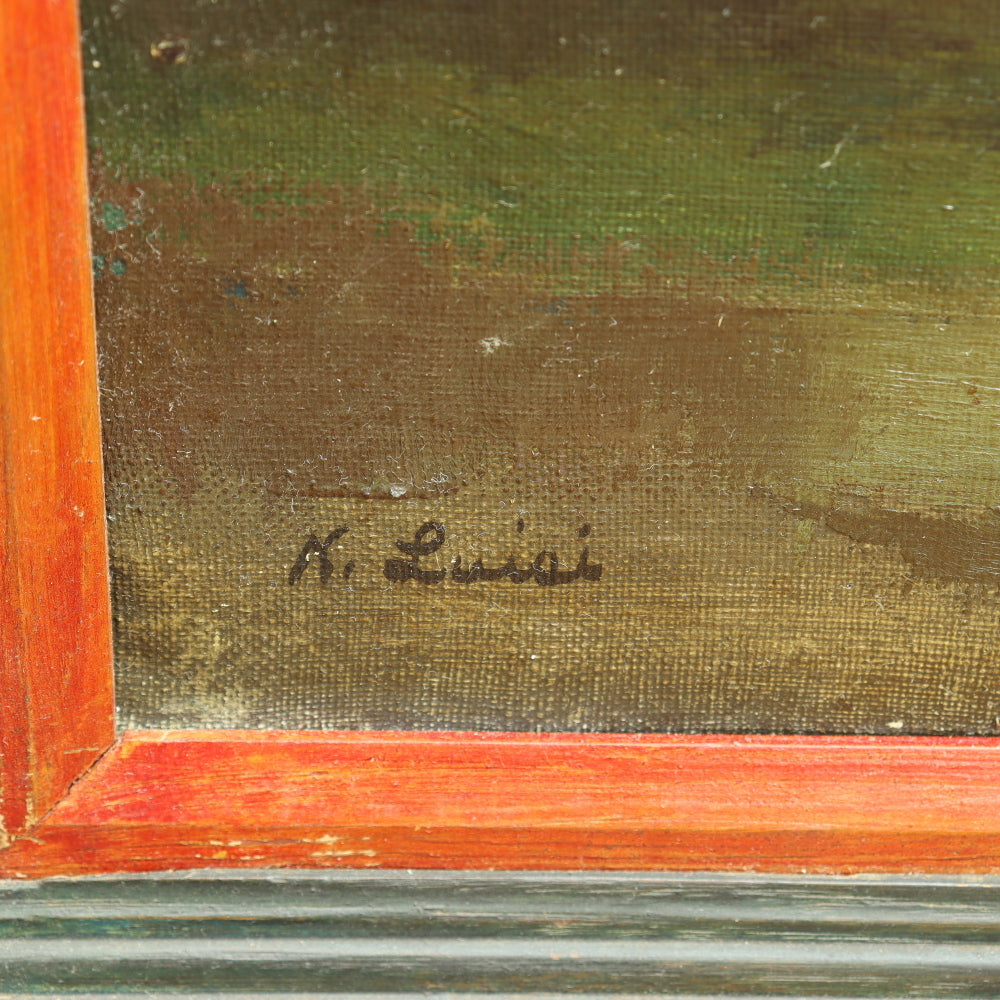 AW679: Nicholas Luisi "Street Corner Night" Ashcan Oil on Canvas C 1953